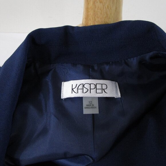 Kasper Petite Solid Navy Blue Pant Suit 12 10P Formal Business Career - Picture 10 of 15